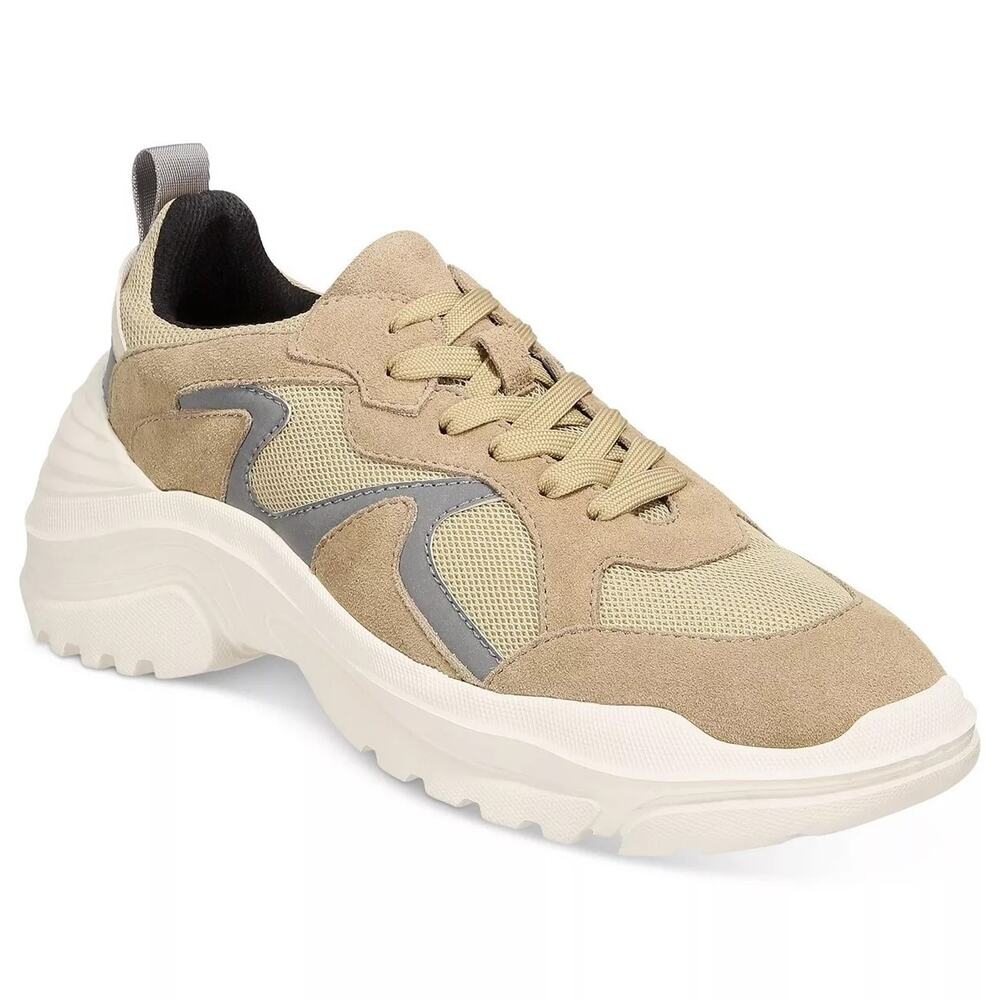 INC INTL Concepts Men Byron Chunky Dad Sneakers Size US 12M Beige Khaki